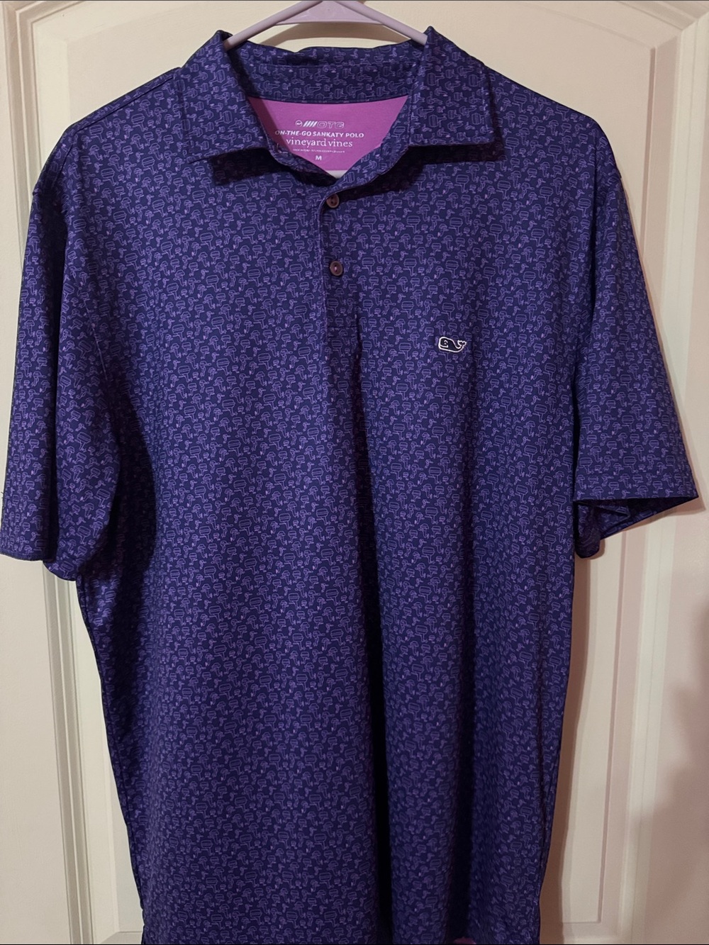 Vineyard Vines Men's Deep Purple Patterned Polo